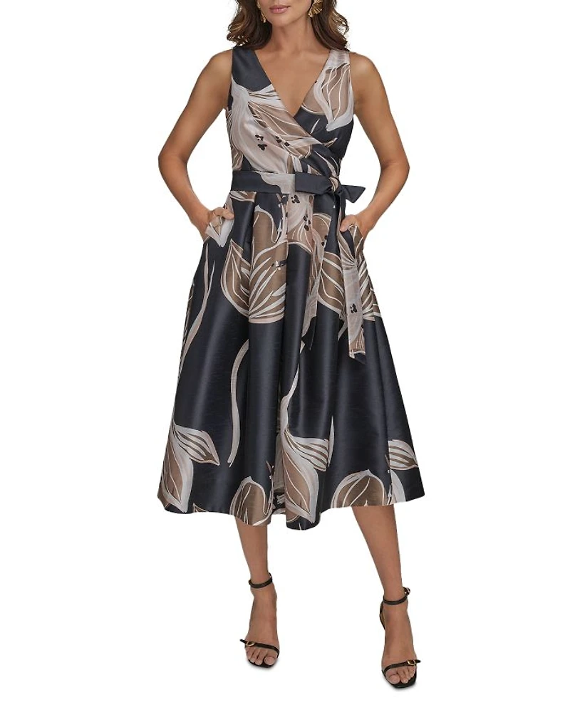 Floral Tie Waist Midi Dress