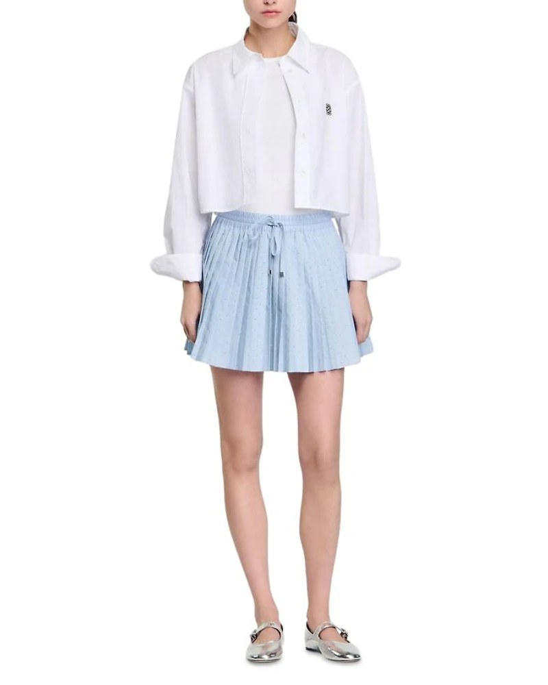 Rhinestone Pleated Mini Skirt