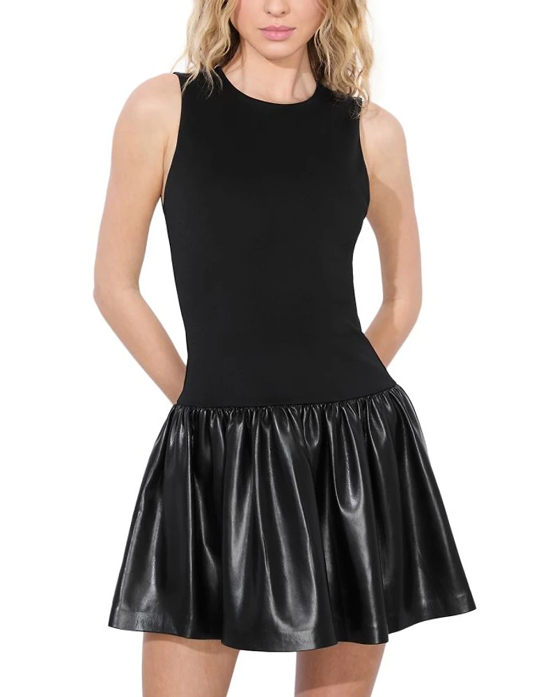 Ella Combo Faux Leather Sleeveless Dress