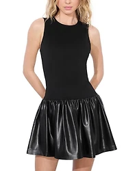 Ella Combo Faux Leather Sleeveless Dress