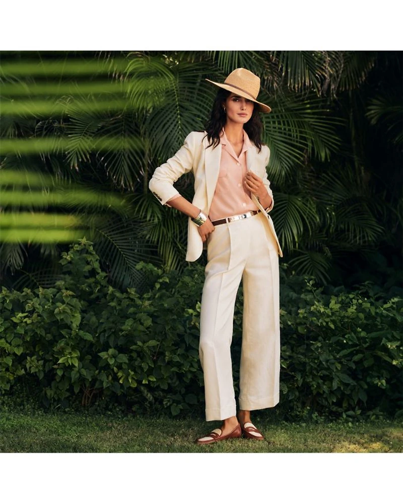 Linen Blend Twill Wide Leg Pant