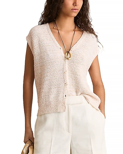 Reiss Lily Button Front Knit Vest