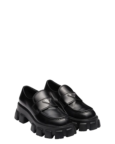 Prada Men's Monolith Brushed Leather Loafers