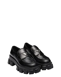 Prada Men's Monolith Brushed Leather Loafers