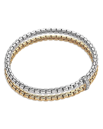 Fope 18K Yellow & White Gold Eka Diamond Rondelle Double Row Flex'it Bracelet