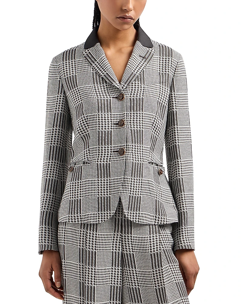 Emporio Armani Multi Patterned Checkered Blazer