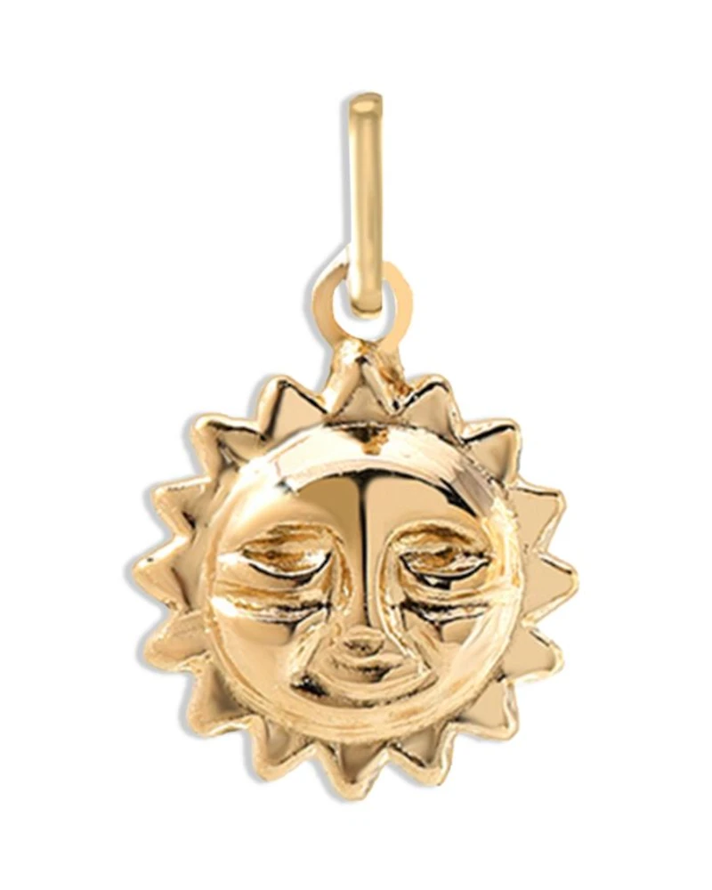 14K Yellow Gold Sun Charm Pendant