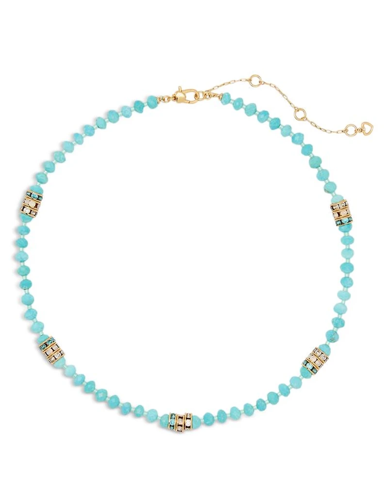Mixed Stone Beaded Collar Necklace, 16"-19"