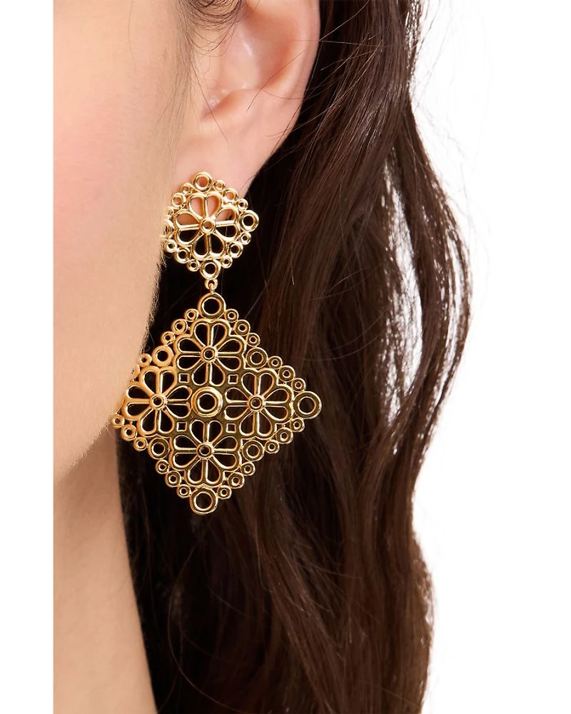 Spade Flower Lace Drop Earrings