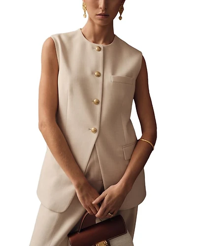 Athena High Neck Long Line Waistcoat