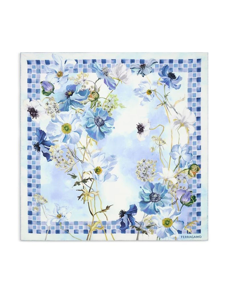 Flower Bordeaux Silk Scarf