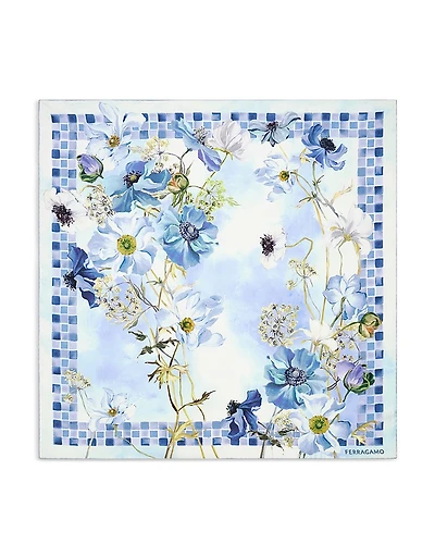 Ferragamo Flower Bordeaux Silk Scarf