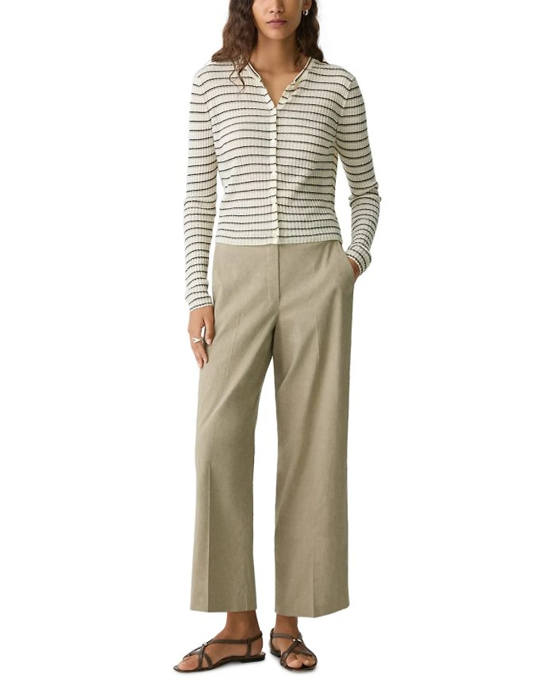 Cropped Cardigan Linen-Blend