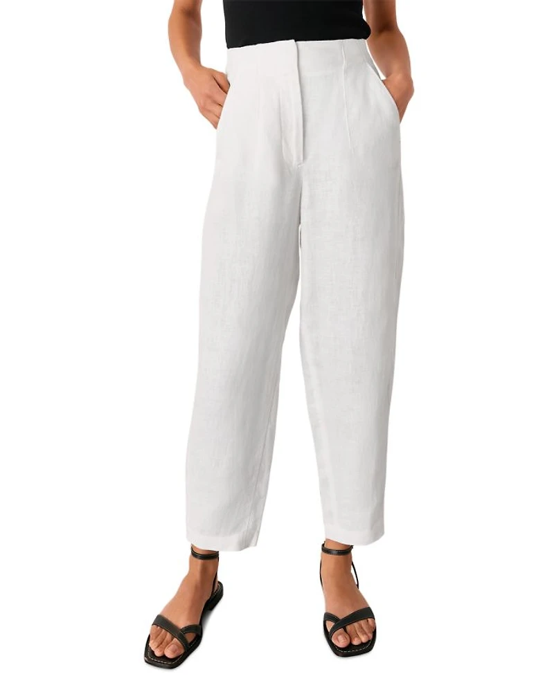Linen Barrel Leg Trousers