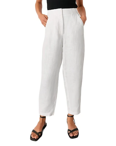 Linen Barrel Leg Trousers
