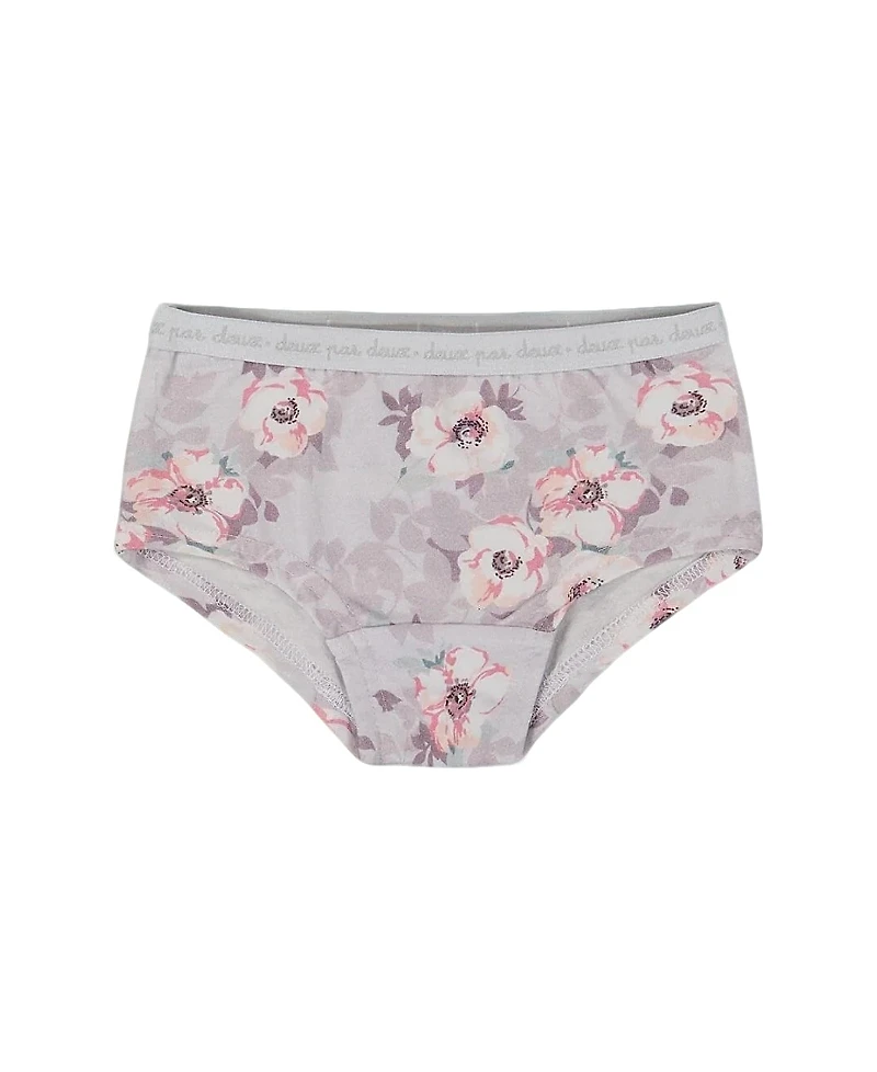 Deux par Girls' Printed Organic Cotton Short Panty - Little Kid
