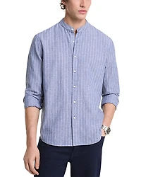 Michael Kors Stripe Band Collar Button Down Shirt