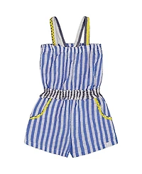 Deux par Deux Girls' Sleeveless Seersucker Romper - Big Kid