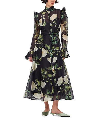 Leo Lin Katrina Butterfly Sleeve Midi Dress