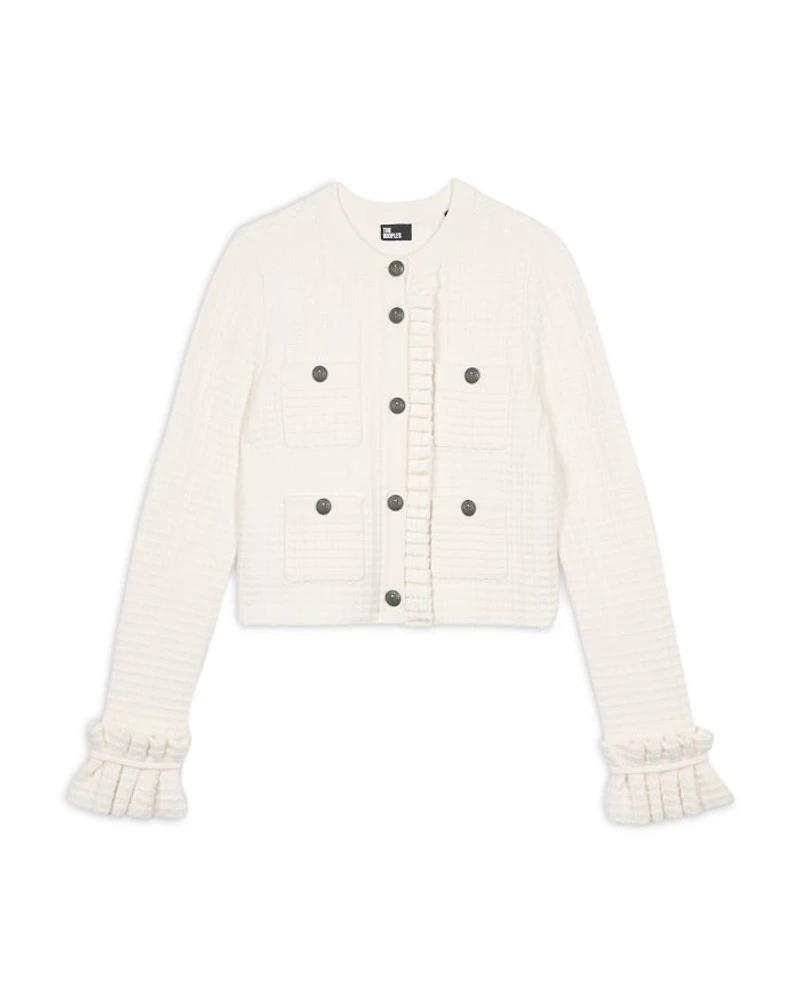 Textured Ruffle Cuff Cardigan