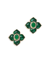 Bloomingdale's Fine Collection Emerald, Malachite & Diamond Clover Earrings