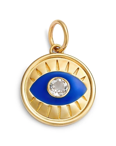 Moon & Meadow 14K Yellow Gold White Topaz Evil Eye Charm