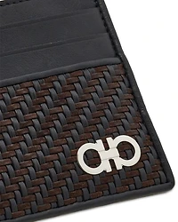 Gancio Woven Leather Card Case