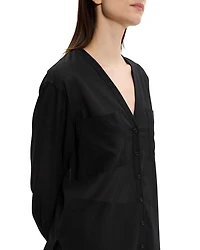 Oversized Collarless Shirt