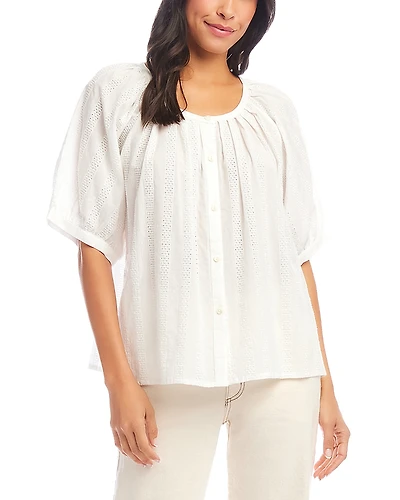 Karen Kane Short Sleeve Embroidered Peasant Top