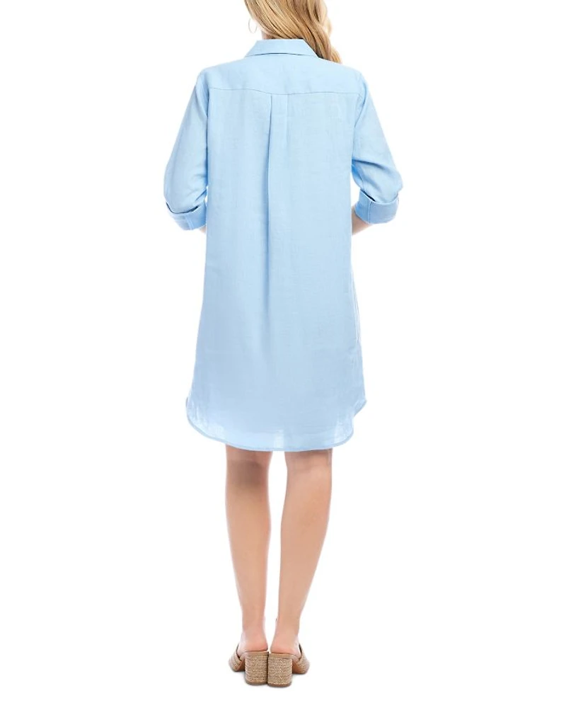 Roll Tab Linen Shirt Dress