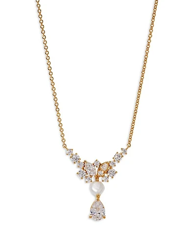 Ravish Cubic Zirconia Frontal Drop Necklace, 16"-18"