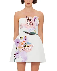 Leo Lin Rosario Applique Floral Bustier Mini Dress