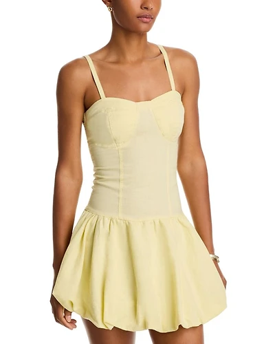 Yellow Linen Blend Bubble Dress