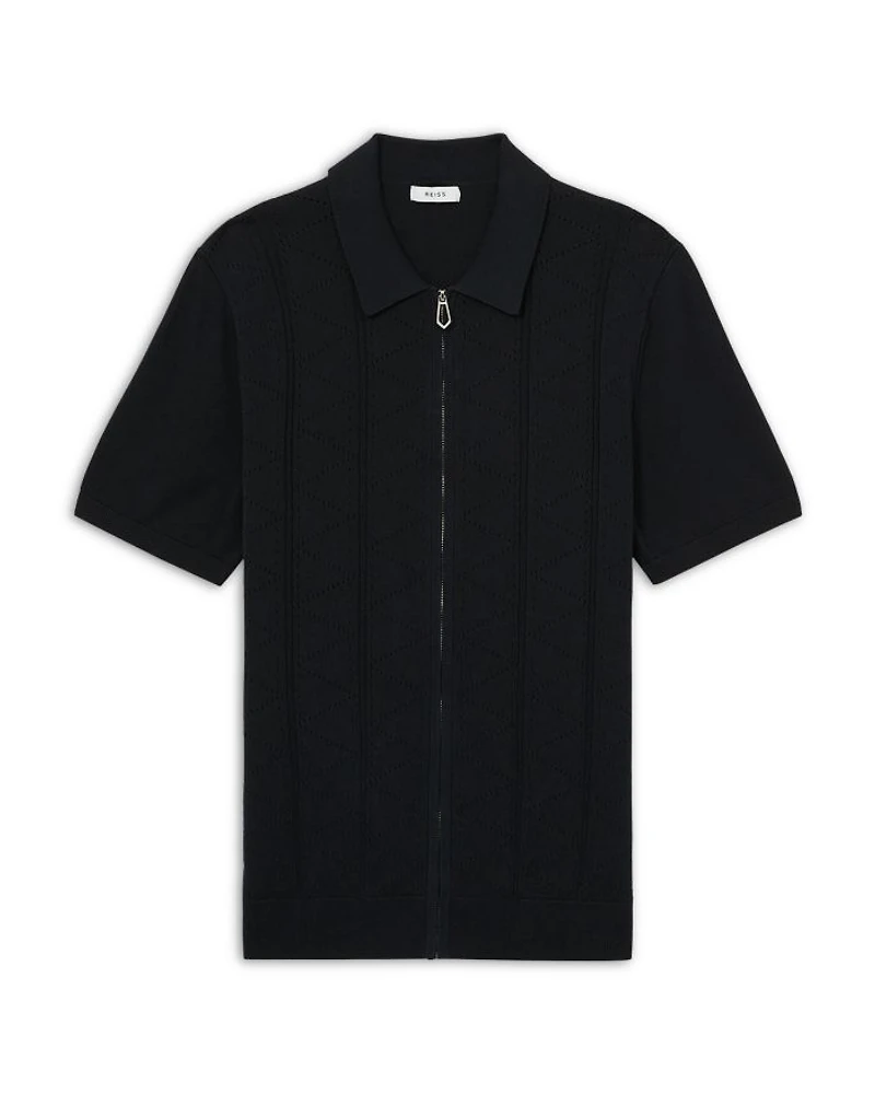 Pointelle Zip Front Shirt