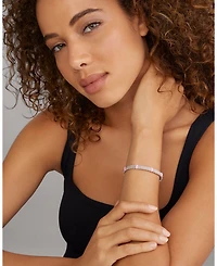 Sterling Silver Pink Caviar Ceramic Bead Link Bracelet