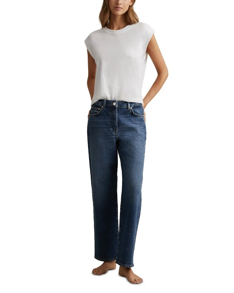 Selin Straight Leg Mid Rise Jeans Blue