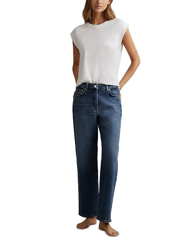 Selin Straight Leg Mid Rise Jeans Blue