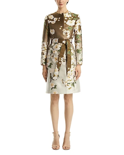 Oscar de la Renta Cherry Blossom Degrade Jacquard Coat