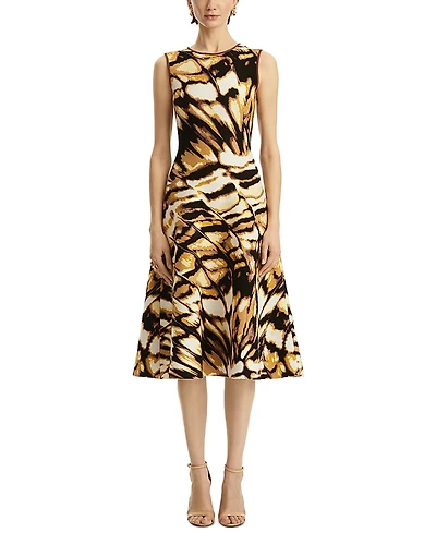 Oscar de la Renta Sleeveless Butterfly Jacquard Knit Dress