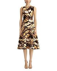 Oscar de la Renta Sleeveless Butterfly Jacquard Knit Dress