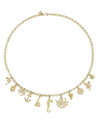 Sydney Evan 14K Yellow Gold Diamond Nautical Charm Necklace, 18
