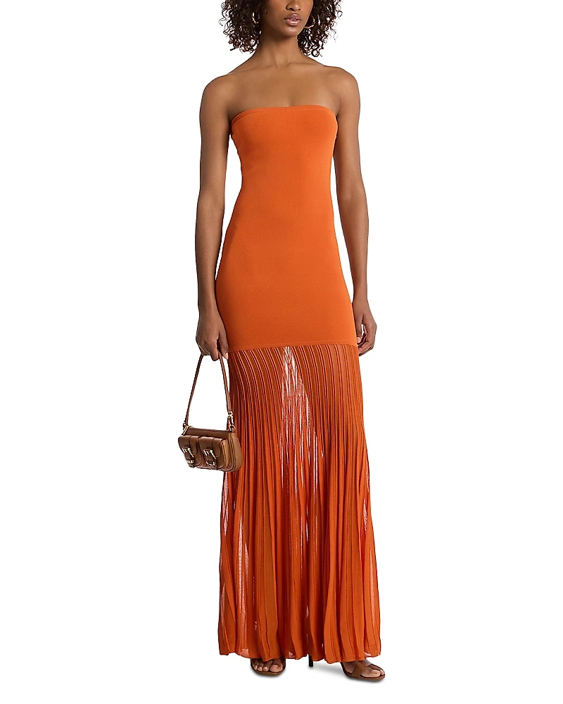 Michael Kors Tube Top Sheer Maxi Dress
