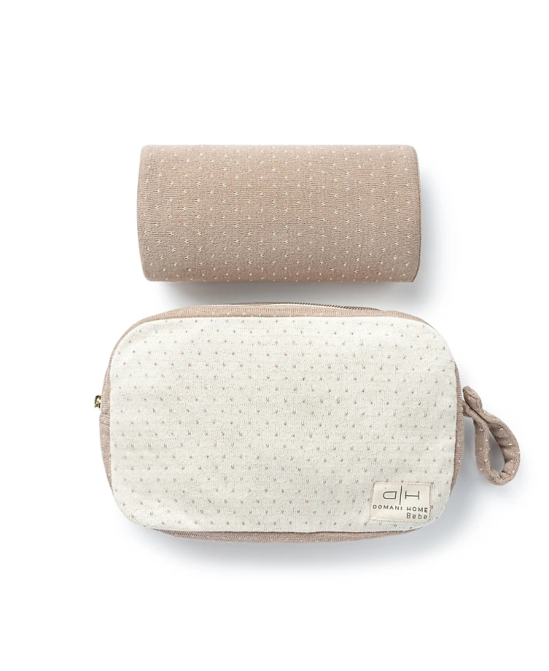 Domani Home Dotty Pouch and Blanket Set Taupe