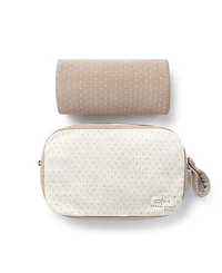 Domani Home Dotty Pouch and Blanket Set Taupe