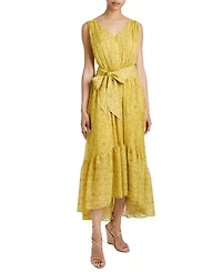 LANITA Sleeveless Fit and Flare Hi Lo Dress Printed Georgette