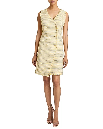 Santorelli Dee Sleeveless Double Breasted A-Line Dress with Asymmetric Skirt Panel