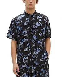 The Kooples Regular Fit Floral Print Short Sleeve Shirt