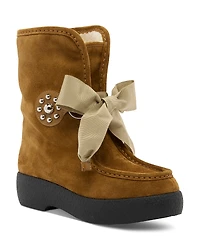 Valentino Garavani Women's Lace Up Suede Bow Boots