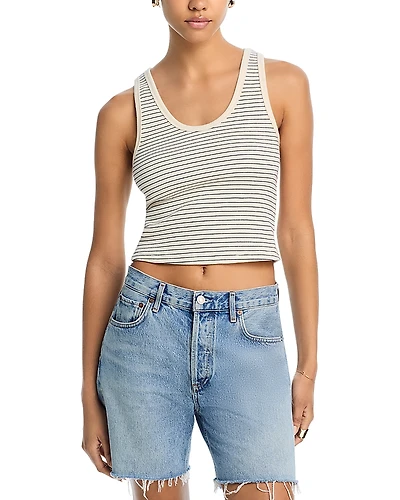 perfectwhitetee Blondie Structured Rib Stripe Tank