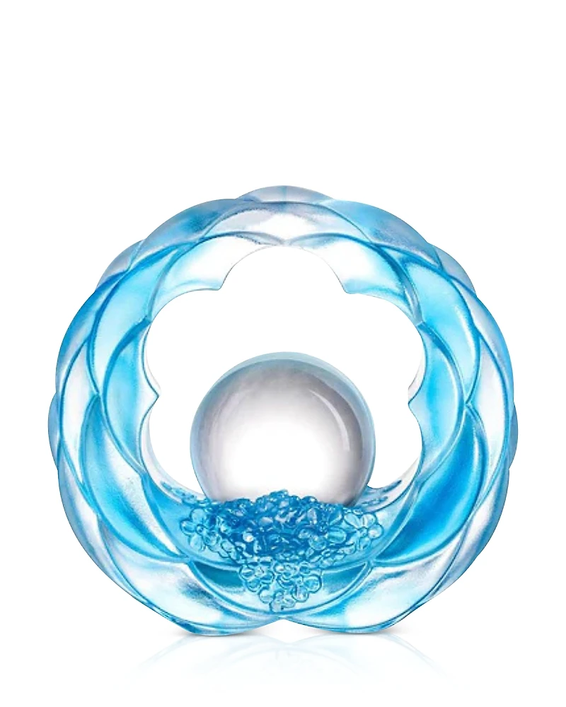 Liuli As The Good World Turns Floral Turning of Ruyi Crystal Sculpture